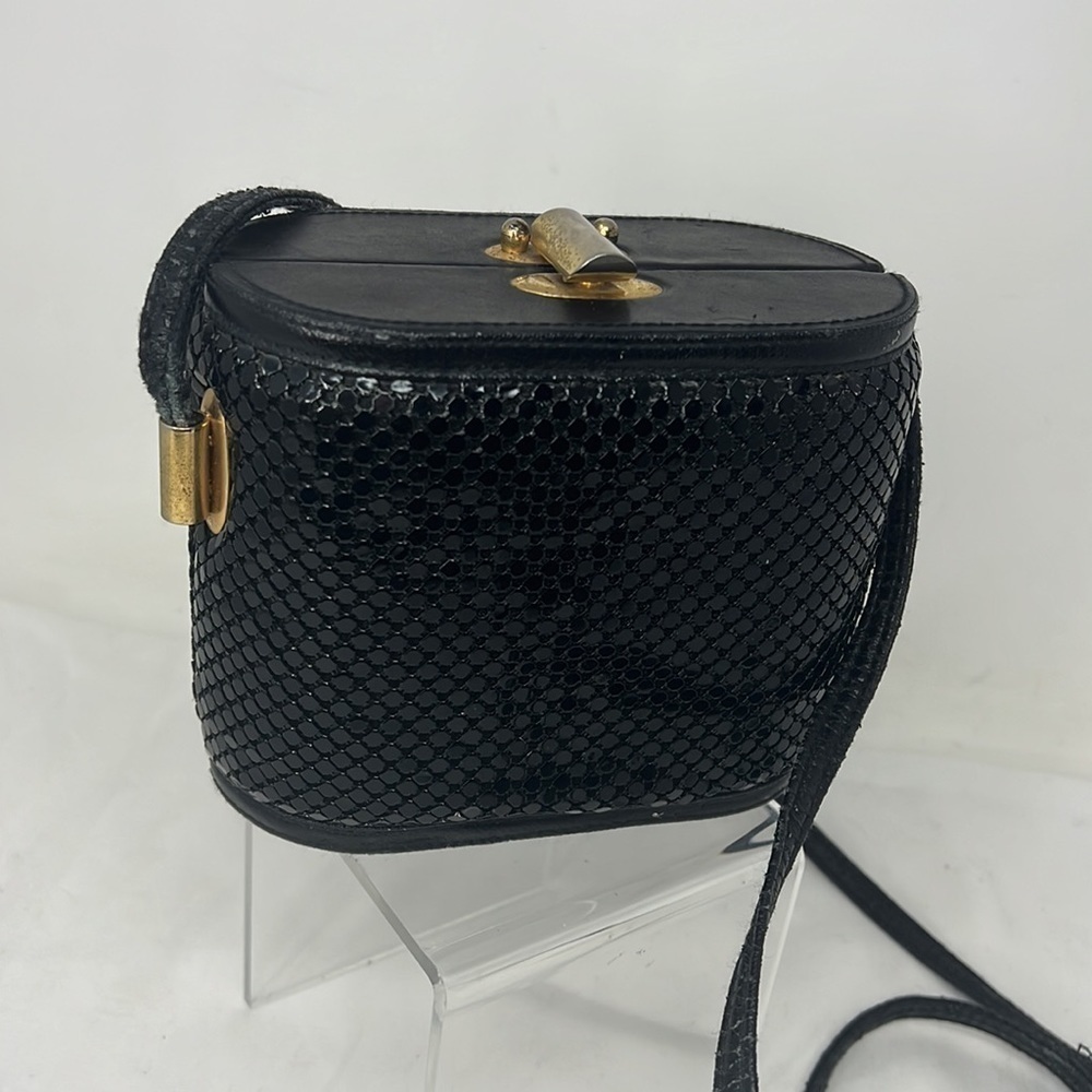 Aluminum Black Mesh Structured Crossbody Bag - Picture 2 of 12